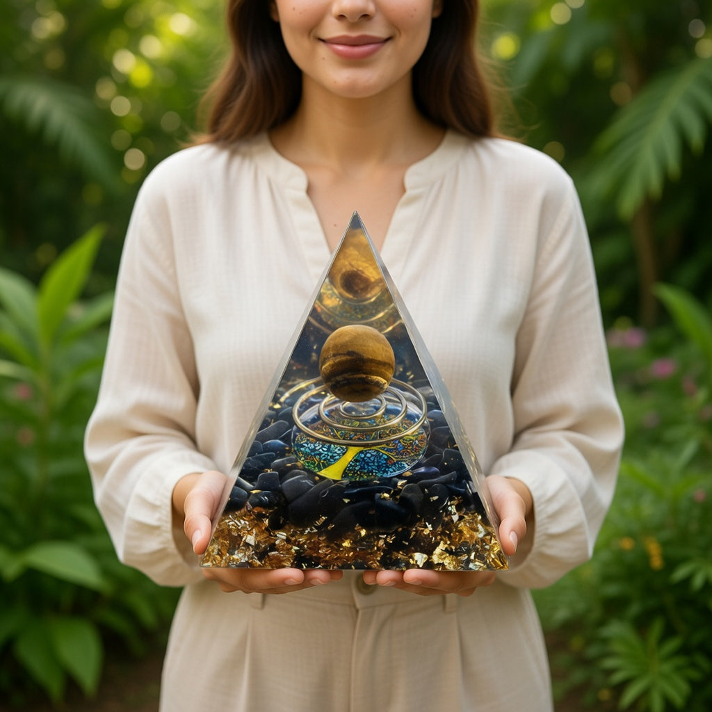 Amethyst Orgonite Pyramid for Energy Healing